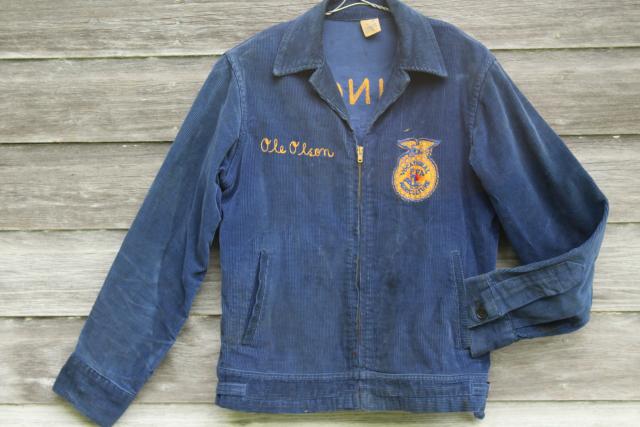 vintage letter jacket, 50s 60s FFA Future Farmers of America embroidered emblem