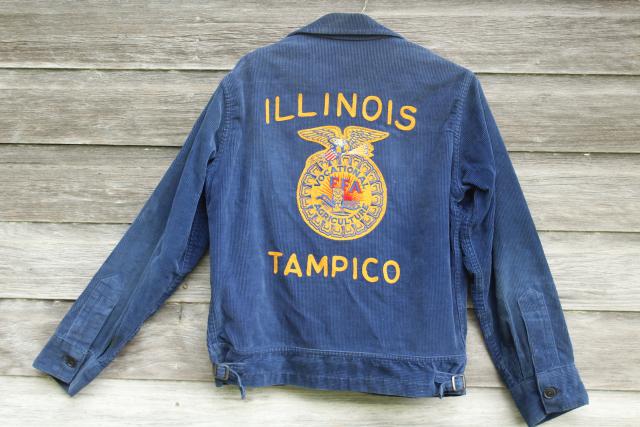 vintage letter jacket, 50s 60s FFA Future Farmers of America embroidered emblem