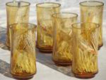 Vintage Libbey Golden Wheat Glasses /Tumblers Nice 