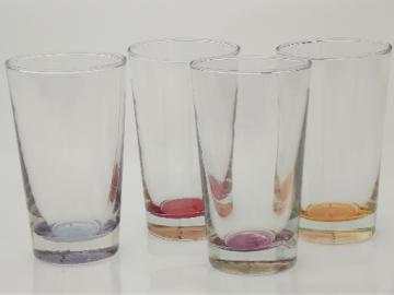 Vintage Libbey impressions color base glasses, tinted colors tumblers