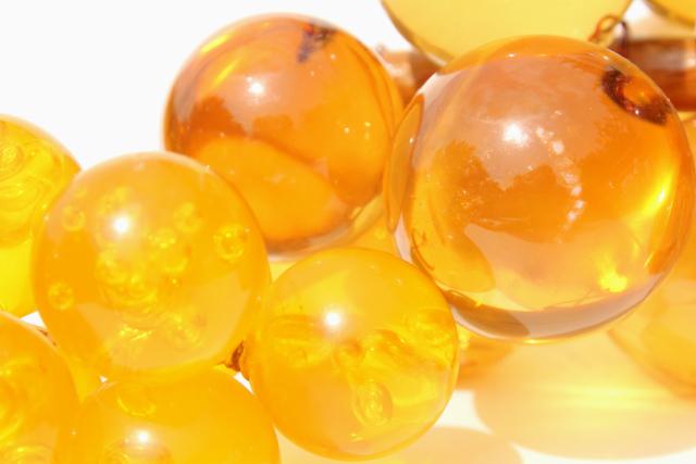 vintage lucite grapes, amber yellow gold lucite plastic, 60s 70s mod