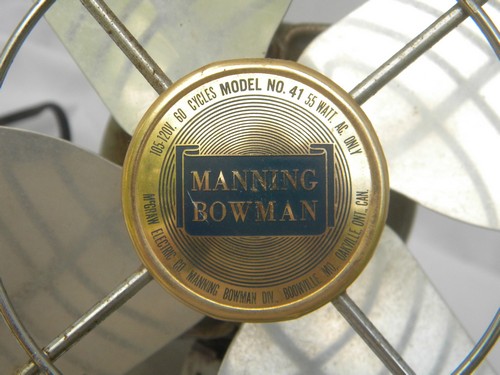 Vintage machine age Manning-Bowman No 41 fan for desk, table or wall