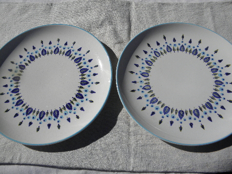 Vintage Marcrest / Stetson Swiss Chalet little trees pattern pottery dinner plates