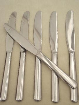 Vintage marked US military stainless flatware, mess hall dinner knives