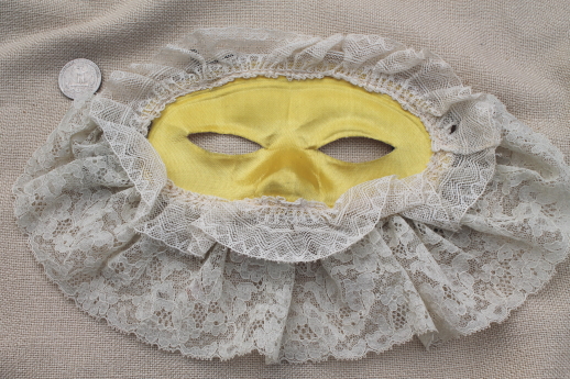 Vintage masquerade masks, lace trimmed ladies mardi gras costume ball masks