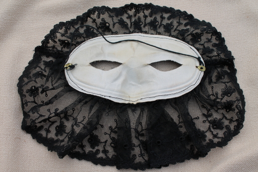 Vintage masquerade masks, lace trimmed ladies mardi gras costume ball masks