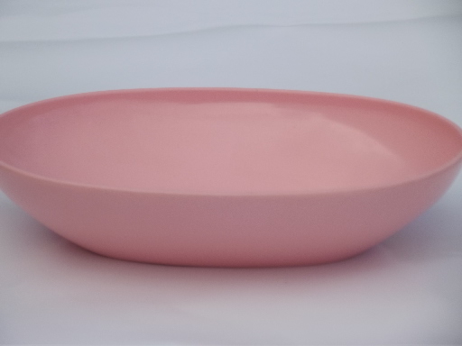 Vintage melmac dishes, serving bowls  in retro lavender, pink, grass green