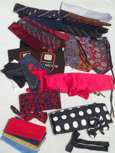 Vintage menswear lot accessories for men, silk scarves, neck ties etc.