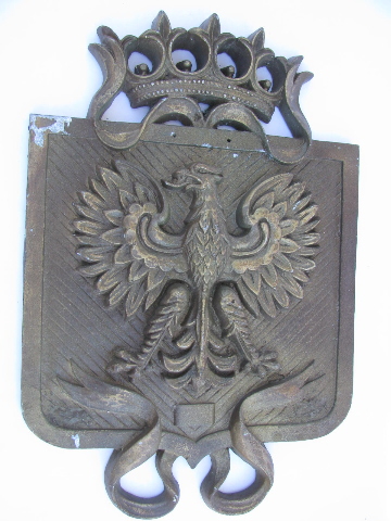 Vintage metal coat-of-arms heraldry w/medieval german eagle