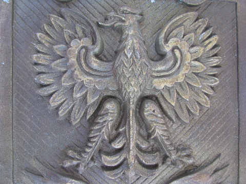 Vintage metal coat-of-arms heraldry w/medieval german eagle