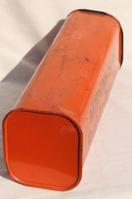 vintage metal newspaper delivery box orange & black paint, Morning Star Register Republic