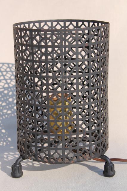 vintage mid century modern metal mesh canister lamp mood light minimalist mod decor
