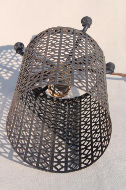 vintage mid century modern metal mesh canister lamp mood light minimalist mod decor