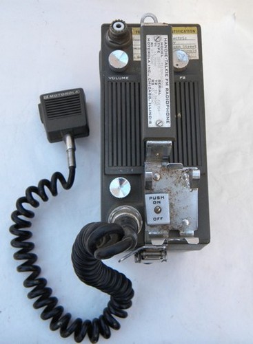 Vintage Motorola PT300 two-way walkie-talkie radio transceiver w/case