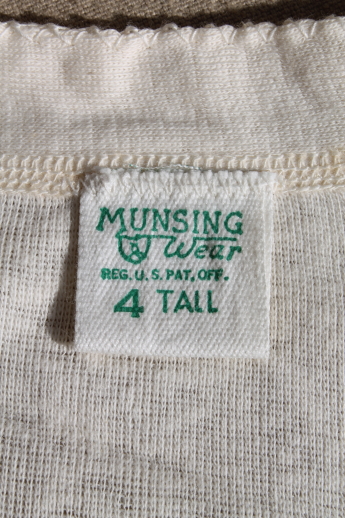 Vintage Munsingwear natural cotton union suits, unworn long johns winter underwear