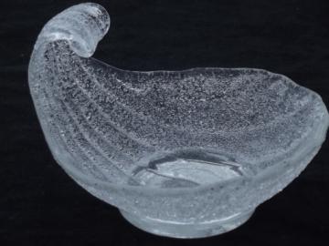 Vintage Murano overshot art glass bowl, pure white seashell shape dish