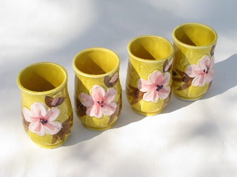 Vintage Napcoware - Japan, set of china tumblers w/ pink cherry blossoms