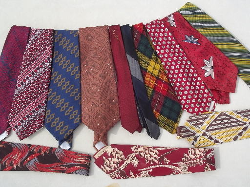 Vintage neckties 40s 50s 60s 70s retro neck ties lot, skinny & wide ties