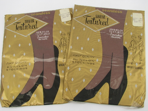 Vintage nylon stockings lot, 6 pr in original pkgs, 60s retro!