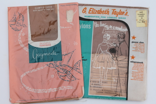 Vintage nylon stockings lot, Gaymode & G Elizabeth Taylor humidified nylons
