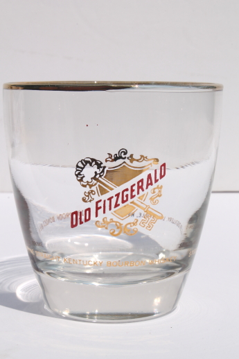 Vintage Old Fitzgerald whiskey glasses, four glass set in excellent condition