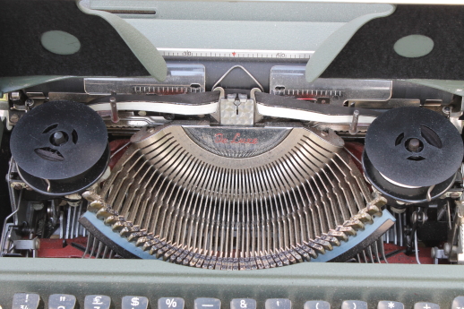 Vintage Olympia SM3 DeLuxe typewriter w/ case, 1940s mid century industrial typewriter Germany Western Zone