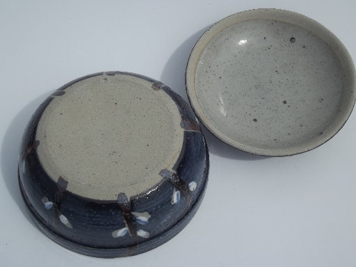 Vintage Otagiri Japan pussy willow stoneware pottery bowl, Happu label