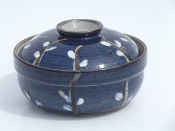 Vintage Otagiri Japan pussy willow stoneware pottery bowl, Happu label