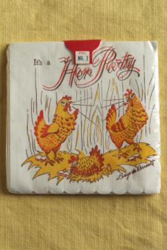 vintage paper napkins Hen Party girl Life of the Party label sealed package