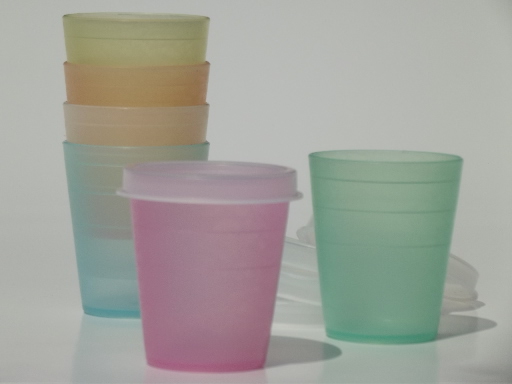 Three vintage 1950s Tupperware plastic glasses with lids - household items  - by owner - housewares sale - craigslist