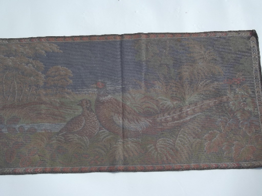 Vintage pheasant game birds wall hanging tapestry rug, plush velvet fabric