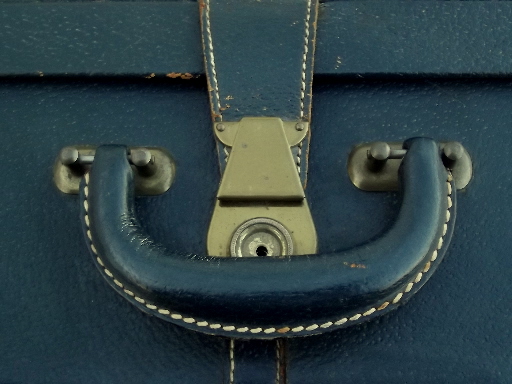 Vintage pigskin leather suitcase, 50s retro luggage overnight case