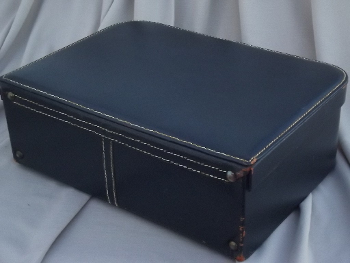 Vintage pigskin leather suitcase, 50s retro luggage overnight case