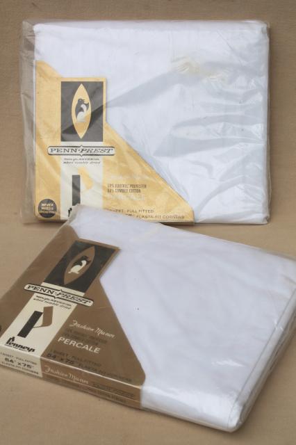 vintage plain white cotton blend bedding, fitted & flat bed sheets full & queen size