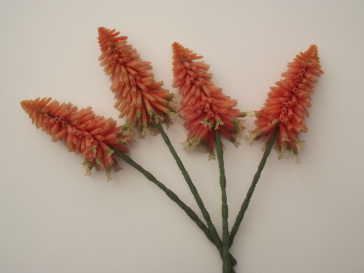 Vintage plastic flowers, retro 50s 60s wire stem flower picks for arrangements