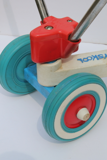 Vintage Playskool tyke bike tike trike riding toy scooter, 1976 red, white & blue