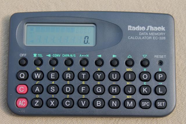vintage pocket calculators lot, Sharp EL218K & Radio Shack EC-328