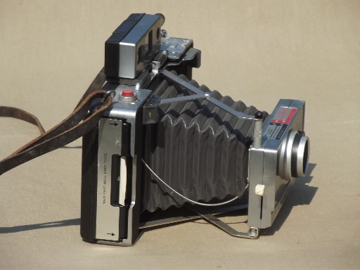 Vintage Polaroid Automatic 100 land camera, 1960s camera w/ folding bellows