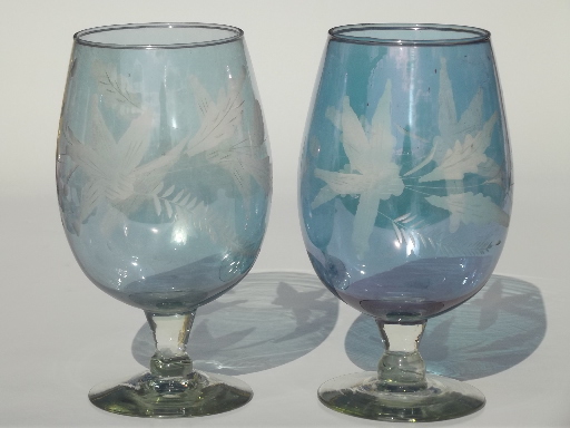 Vintage port wine glasses, colored luster tinted  glass wine glasses