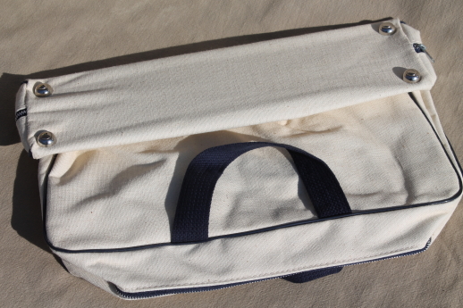 Vintage printed cotton tote / gym duffel bag, 1980 Lake Placid winter Olympics