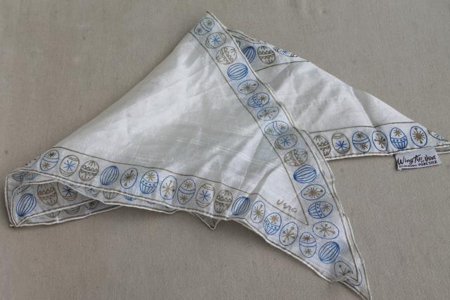 vintage pure silk Vera scarf, wing tip keyhole split square scarf Vera Neumann