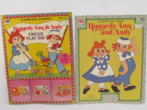 Vintage Raggedy Ann stories & coloring books lot, paper dolls etc. great graphics