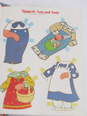 Vintage Raggedy Ann stories & coloring books lot, paper dolls etc. great graphics