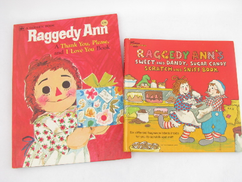 Vintage Raggedy Ann stories & coloring books lot, paper dolls etc. great graphics