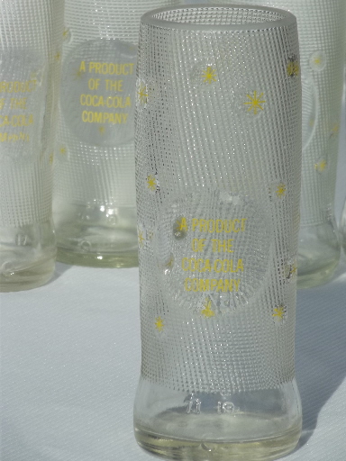 Vintage repurposed glass soda bottle glasses set, bottle cutting Tab bottles