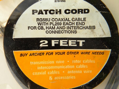 Vintage RG58U PL259 coaxial CB or ham radio patch cord/cable