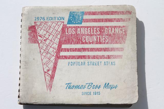 vintage road maps, street atlas map books for Los Angeles 1960s, 70s 80s