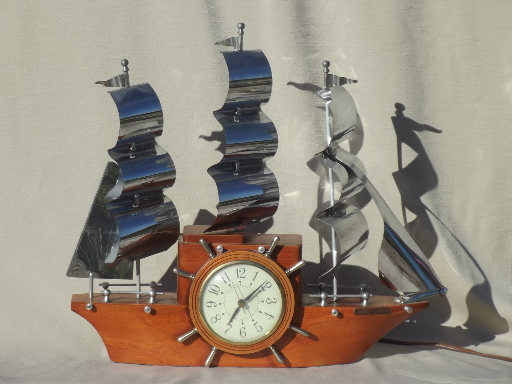 Vintage Sessions ship clock, old Yankee Clipper ship electric clock