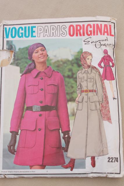 vintage sewing pattern lot, 70s 80s Vogue patterns American Designer, Couturier Paris Original