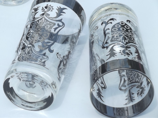 Vintage silver glass drinks glasses & coasters, Kinto roman gladiators set